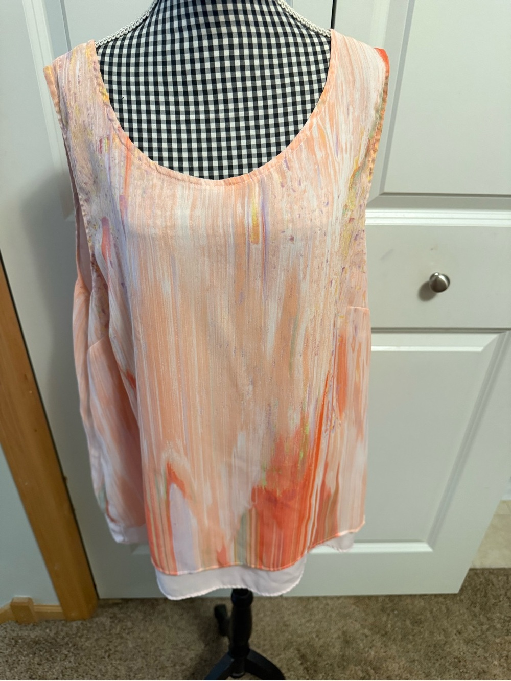 Apt. 9 Peach & Coral Watercolor-Print Sleeveless Camisole